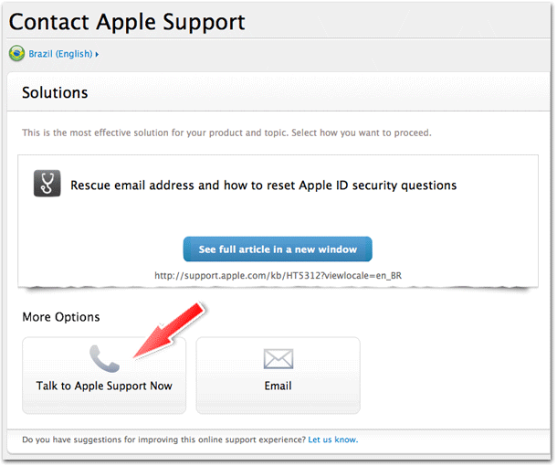 Email para a Apple