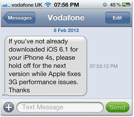 SMS Vodafone UK