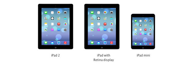 iPad Retina, iPad 2 e iPad mini