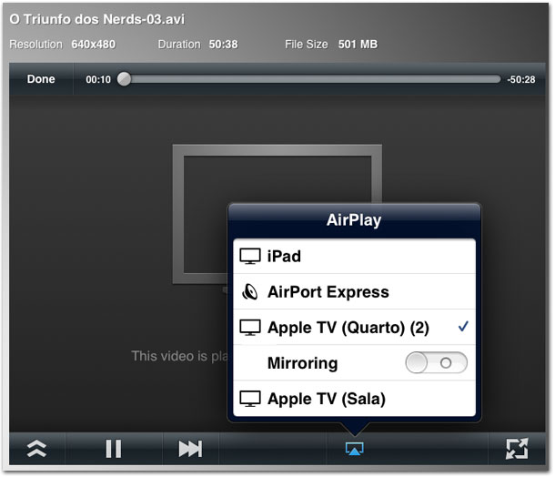 Air Video com AirPlay na Apple TV