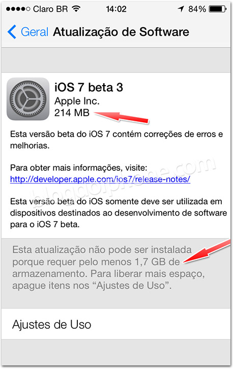 Espaço iOS 7