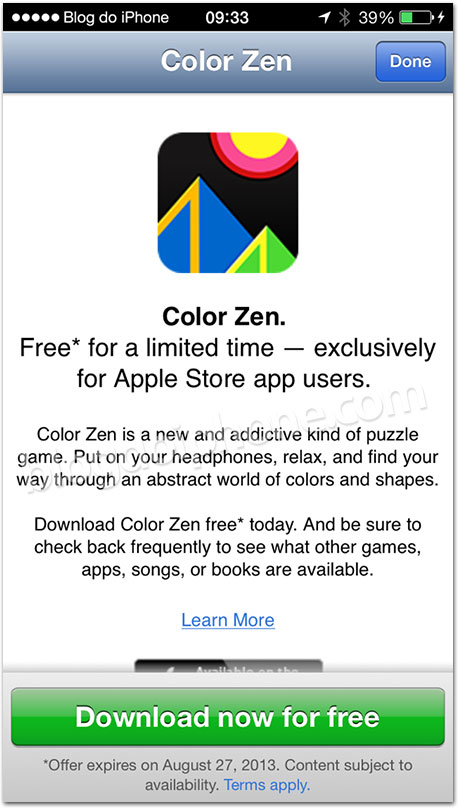 App grátis na Apple Store