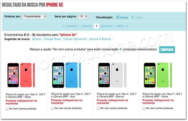 iPhone 5c em um site brasileiro