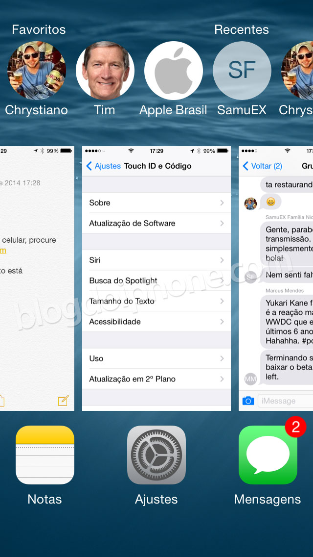 iOS 8 - Atalhos contatos
