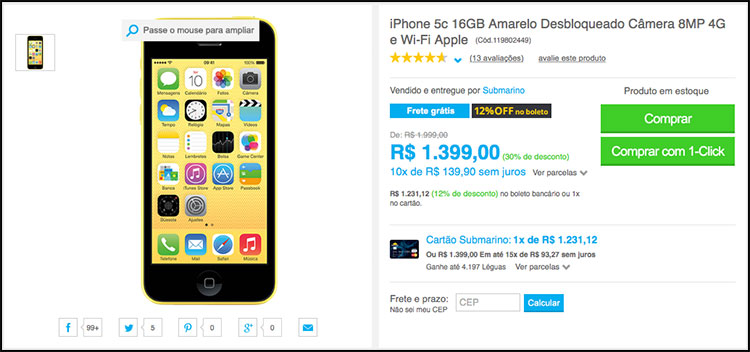 iPhone 5c em oferta