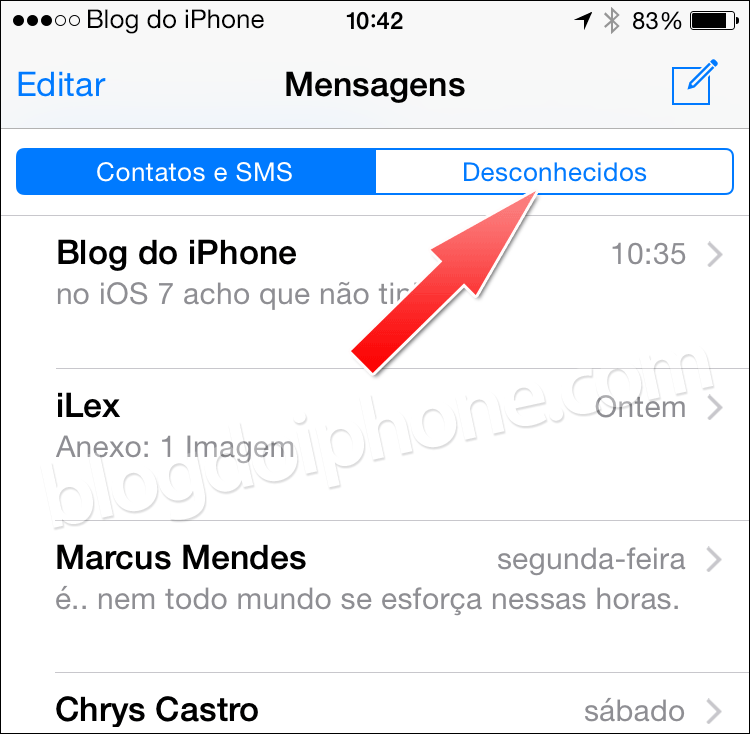 iOS 8.3 Mensagens