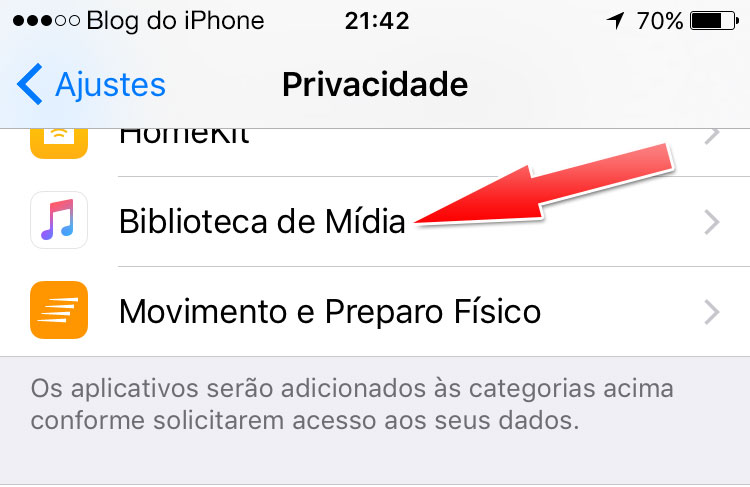 Biblioteca de Mídia iOS 9.3