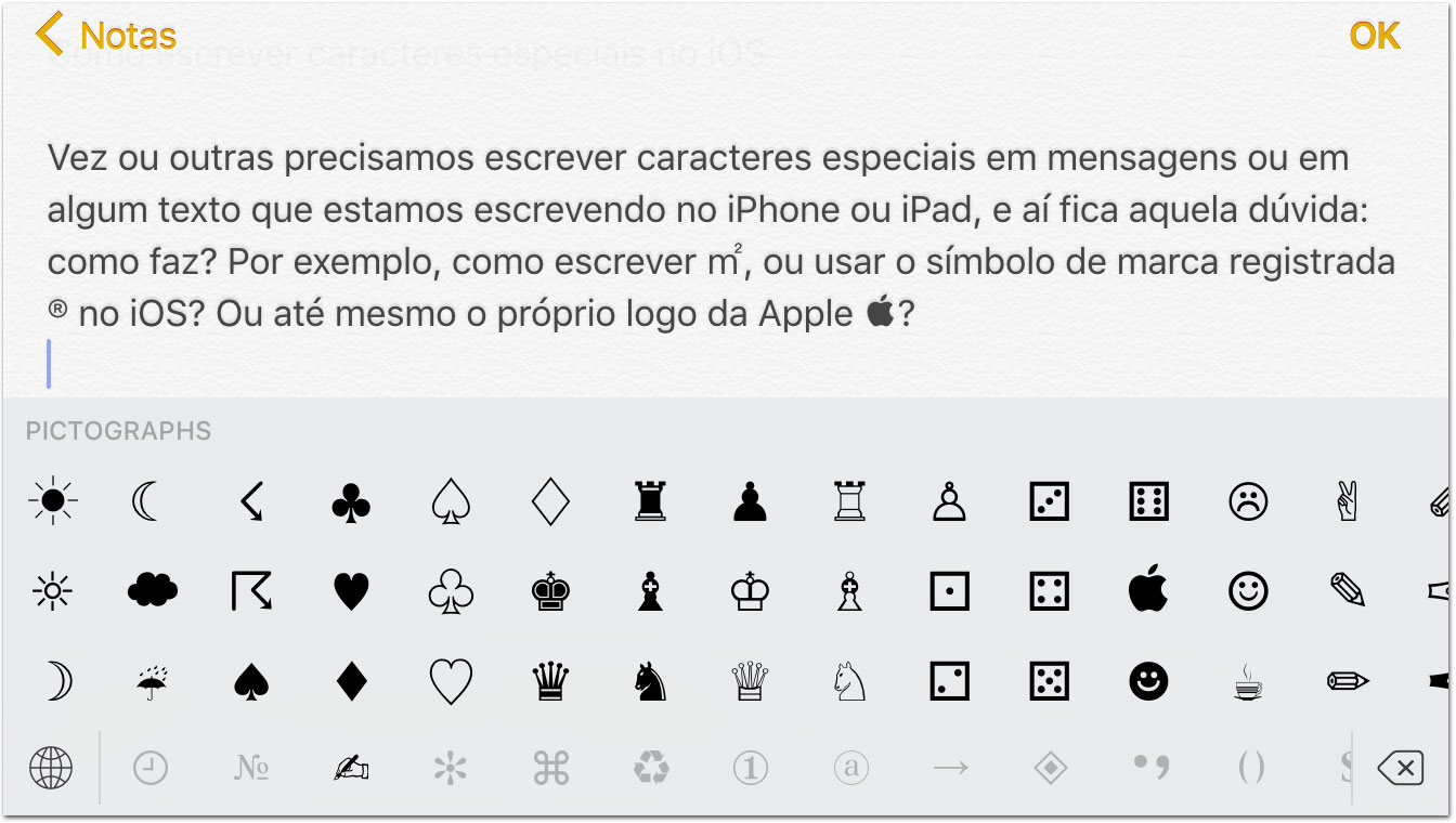 Caracteres Especiais no iOS