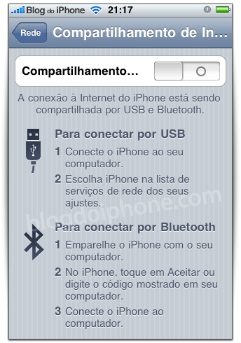 Tethering no iPhone