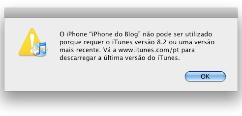 É obrigatório o iTunes 8.2 para usar o novo beta