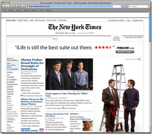 Banner da Apple na página do The New York Times