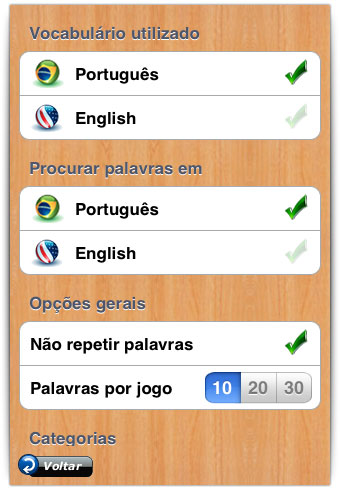 Mais uma opção de caça-palavras em português, para iPhone e iPod