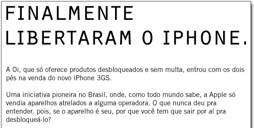 Comunicado Oi sobre o iPhone no Brasil