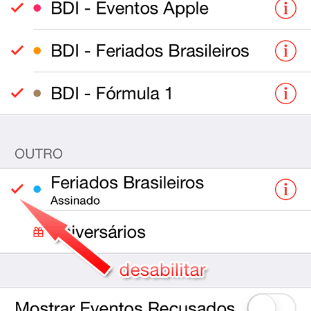 Feriados no iOS 7.1
