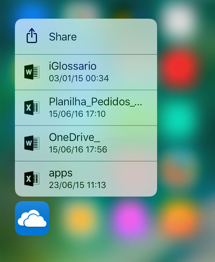 OneDrive 3D touch
