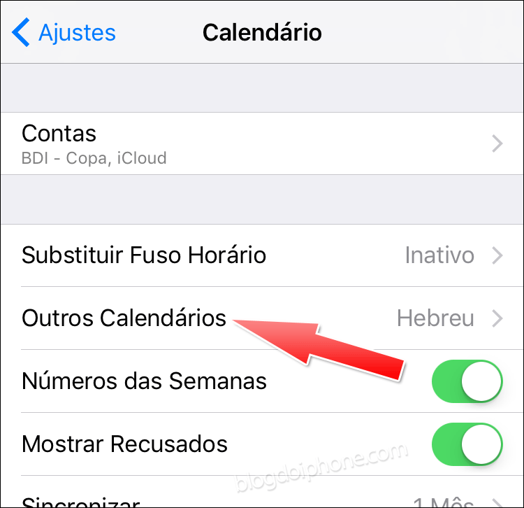 Calendário alternativo iOS 10