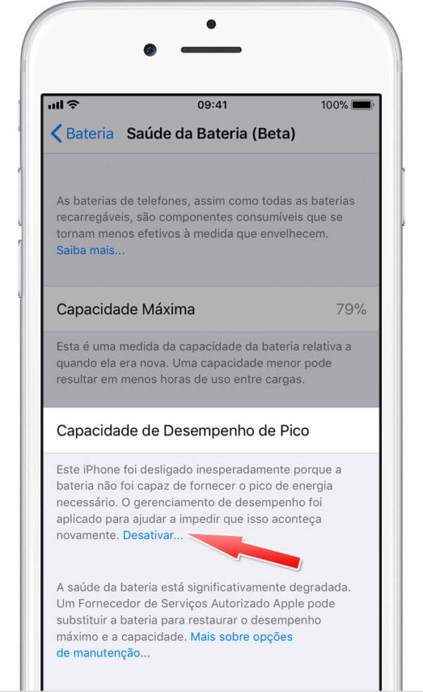 saude da bateria iPhone