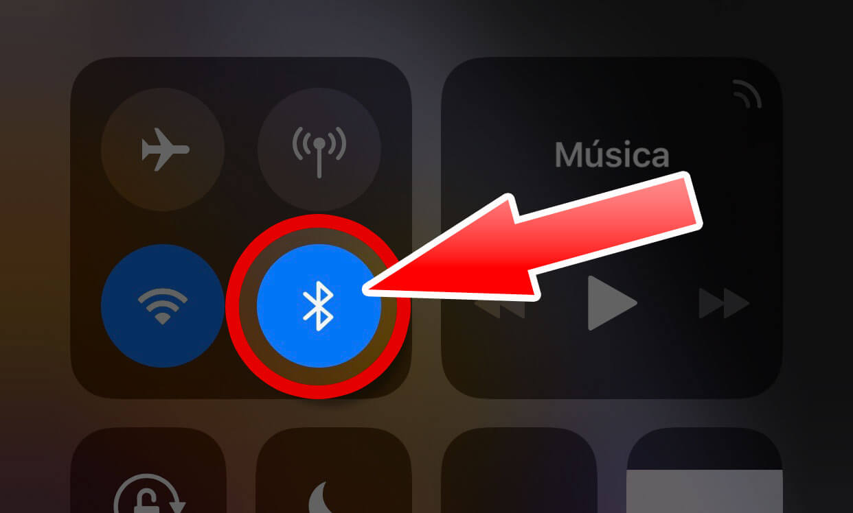Central de Controle: Botão do Bluetooth