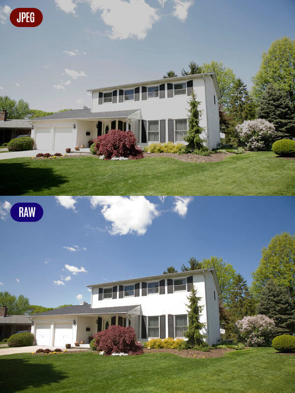Comparison between JPEG and a RAW image