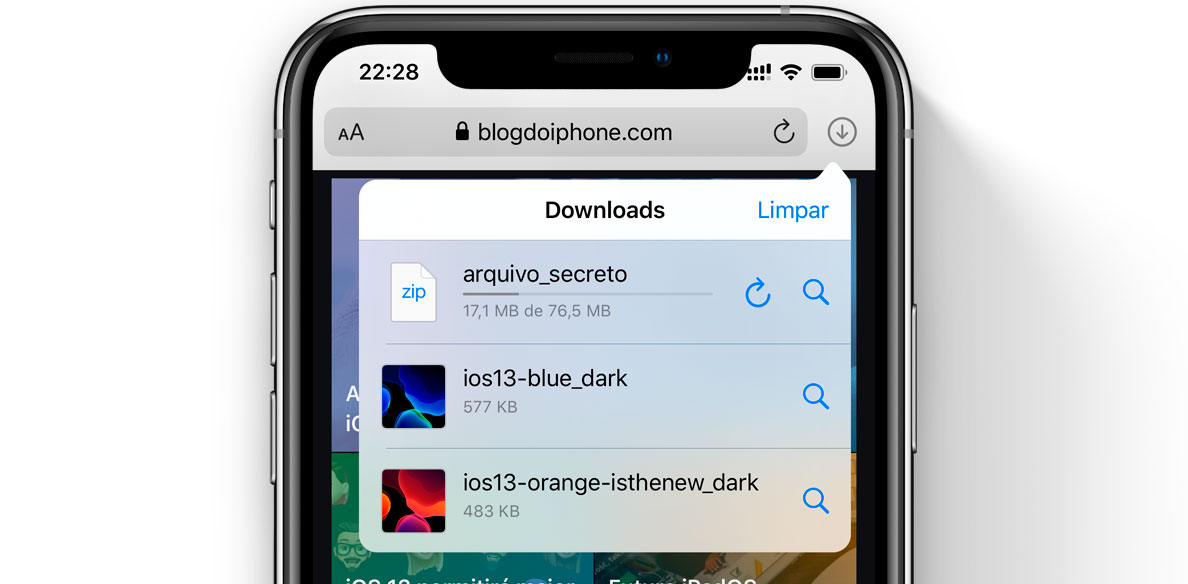 Gerenciador de download no iOS 13