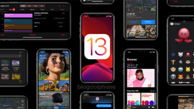 iPhones com iOS 13 e fundo preto