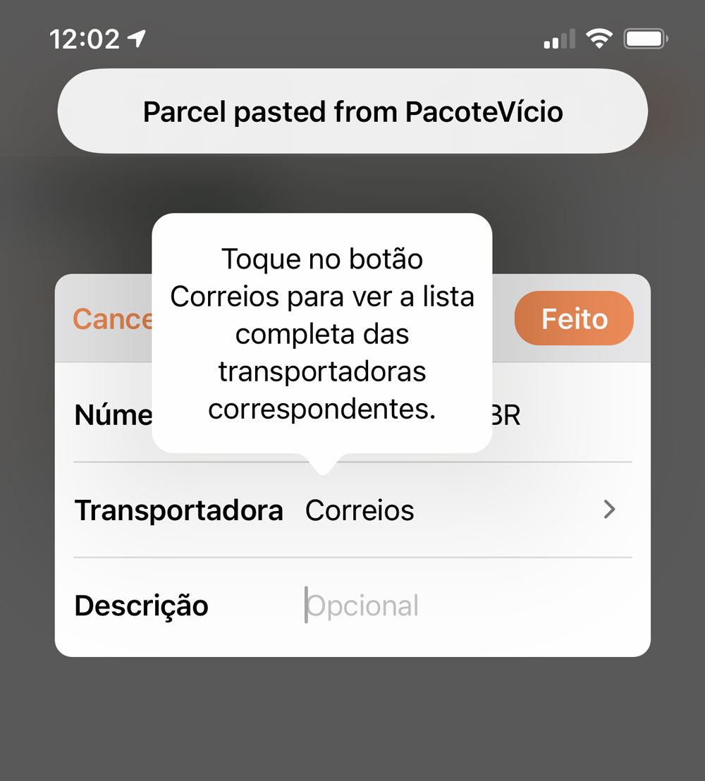 Área de transferência do iOS 14