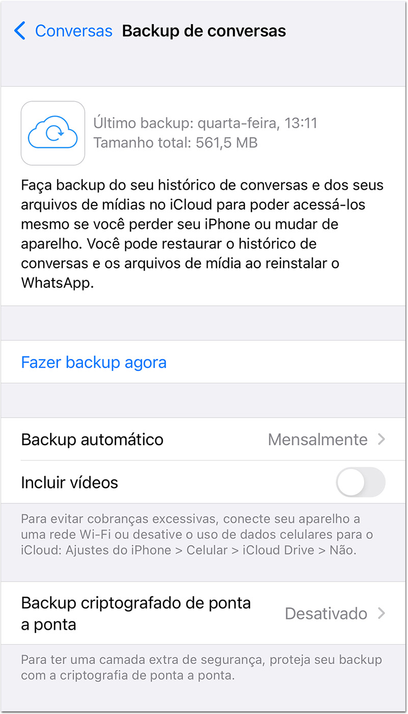 Backup WhatsApp iPhone
