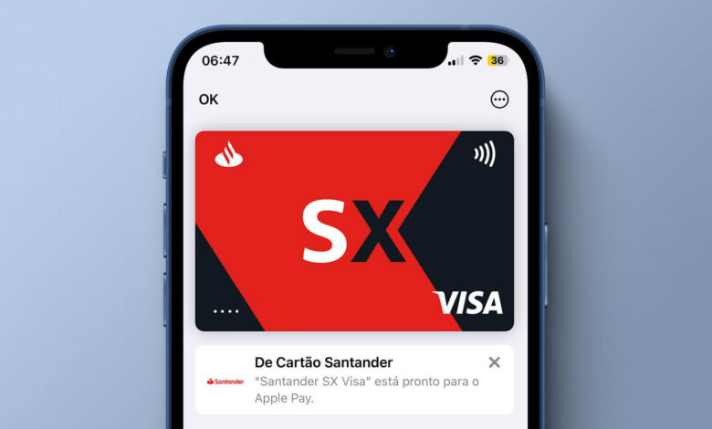 Cartão do Santander no Apple Pay do iPhone