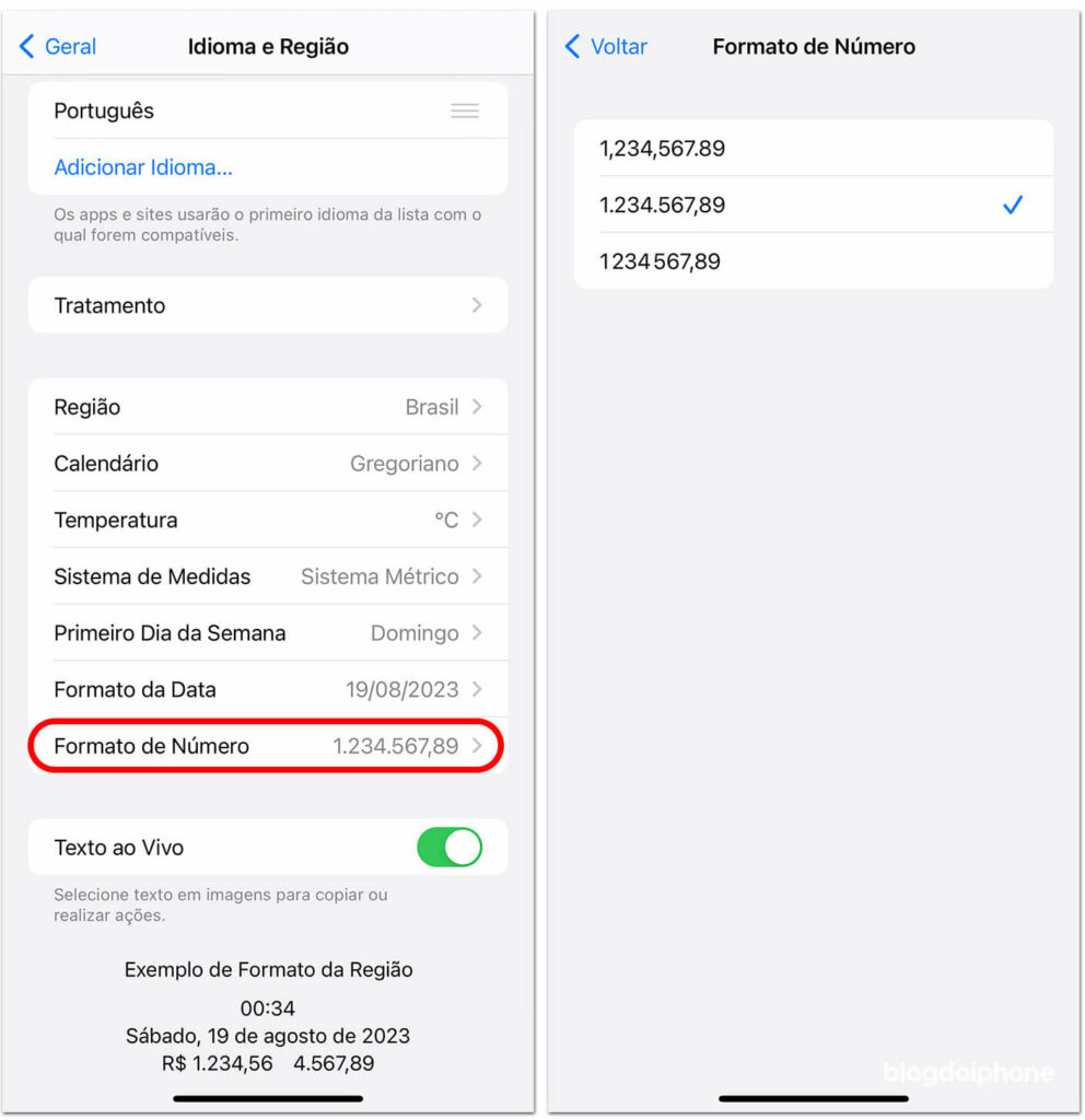 iOS 16.4 permite configurar os formatos de números do iPhone e iPad