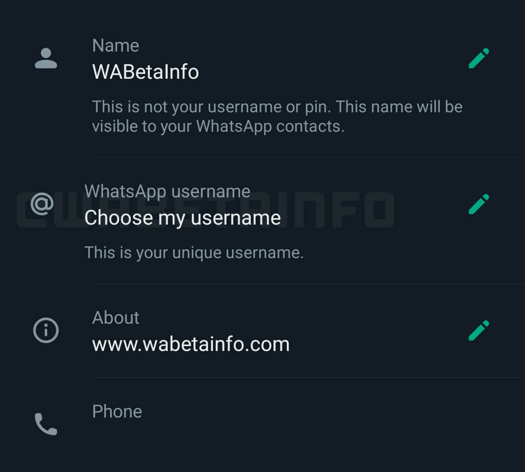 WhatsApp username