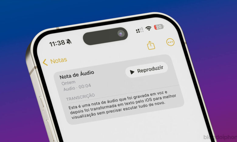 Notas de áudio no iOS 18