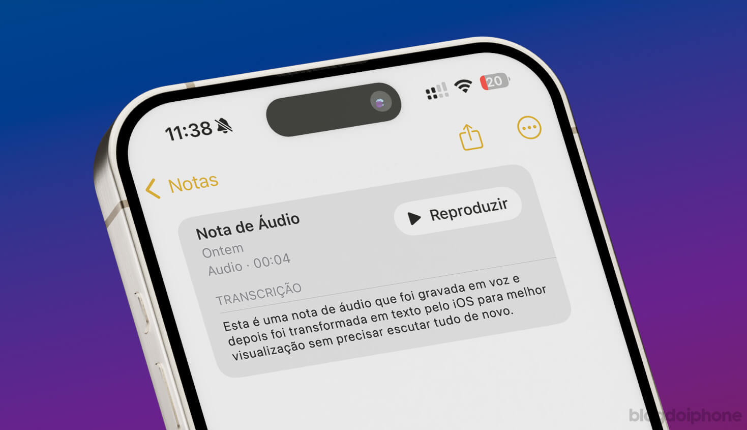 Notas de áudio no iOS 18