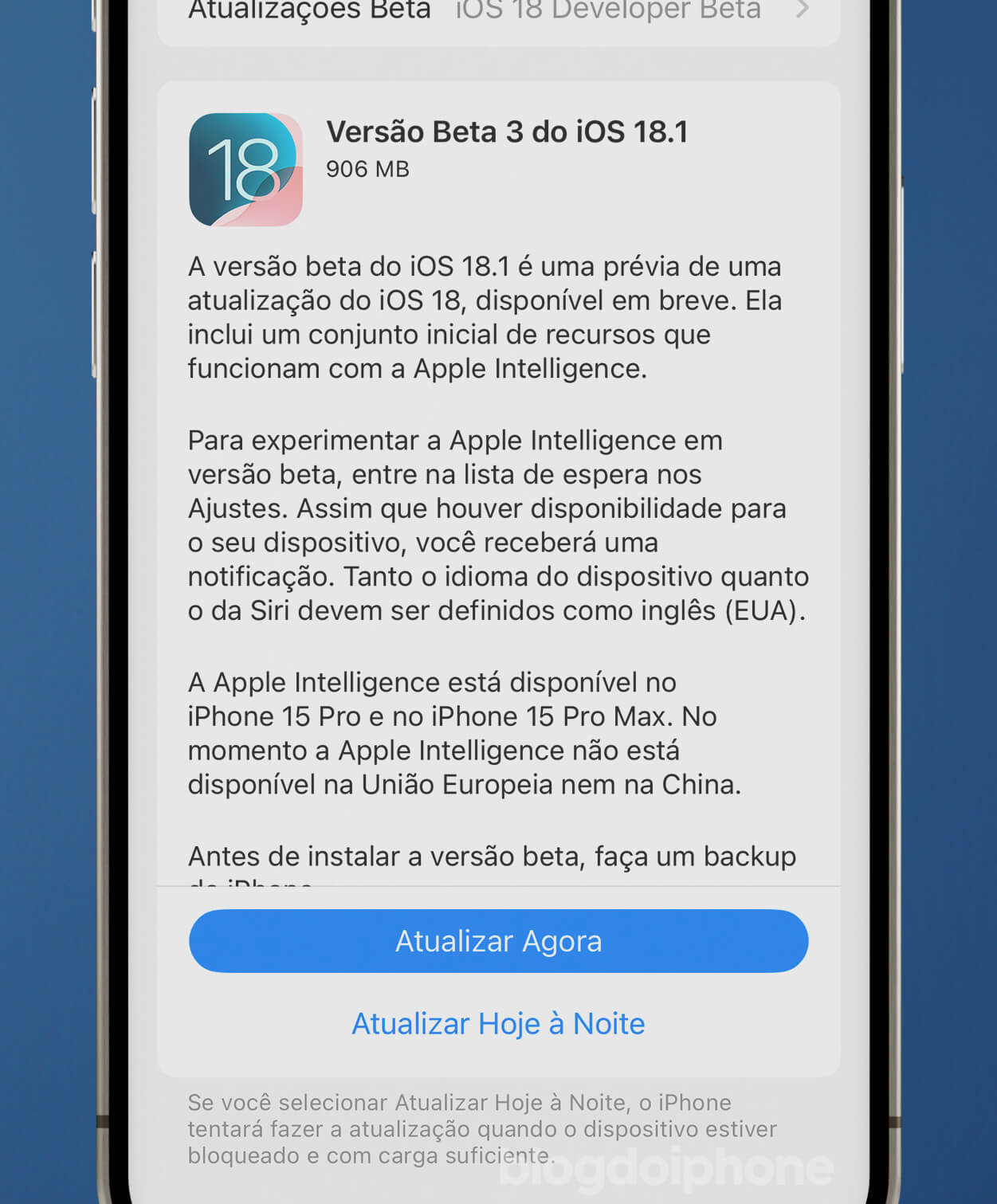 iOS 18.1 beta 3 descrição