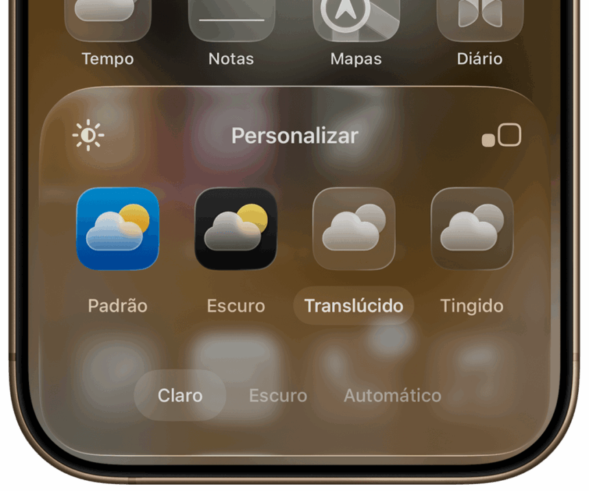 Como deixar os ícones do iPhone translúcidos no iOS 26