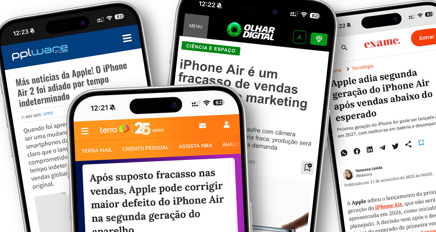 Manchetes sensacionalistas sobre o iPhone Air