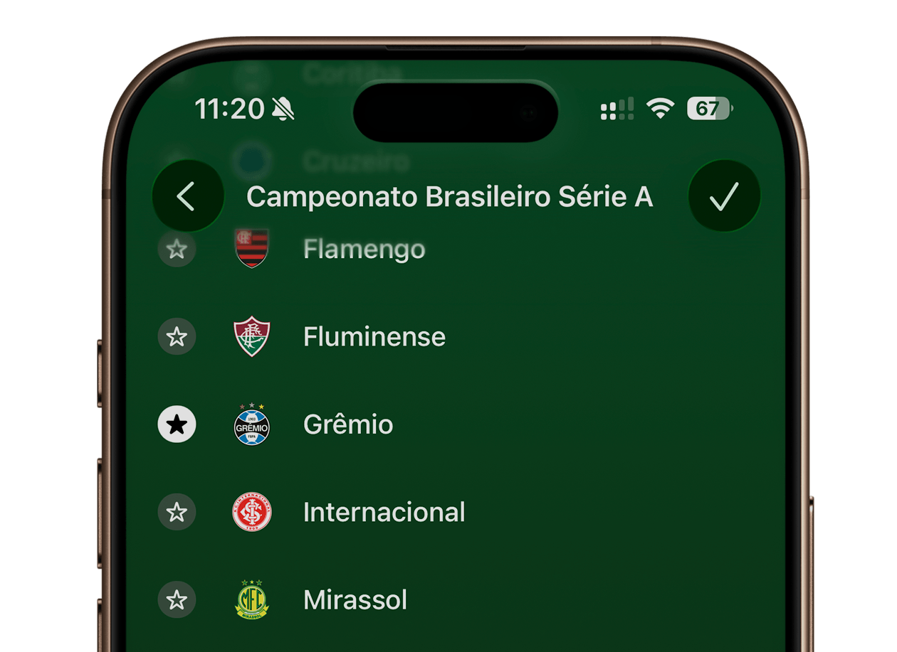 Como adicionar um time no Apple Sports
